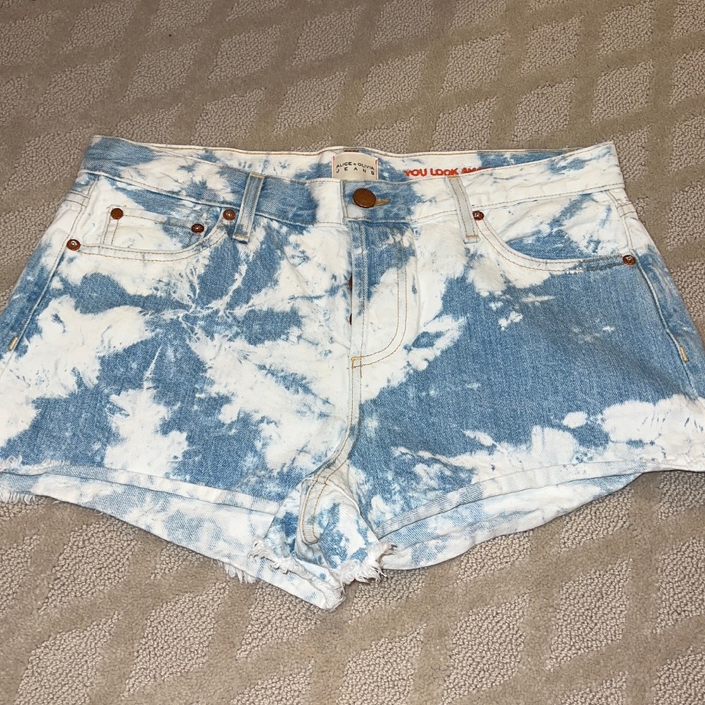 Alice and Olivia Denim Shorts Tie-Dye